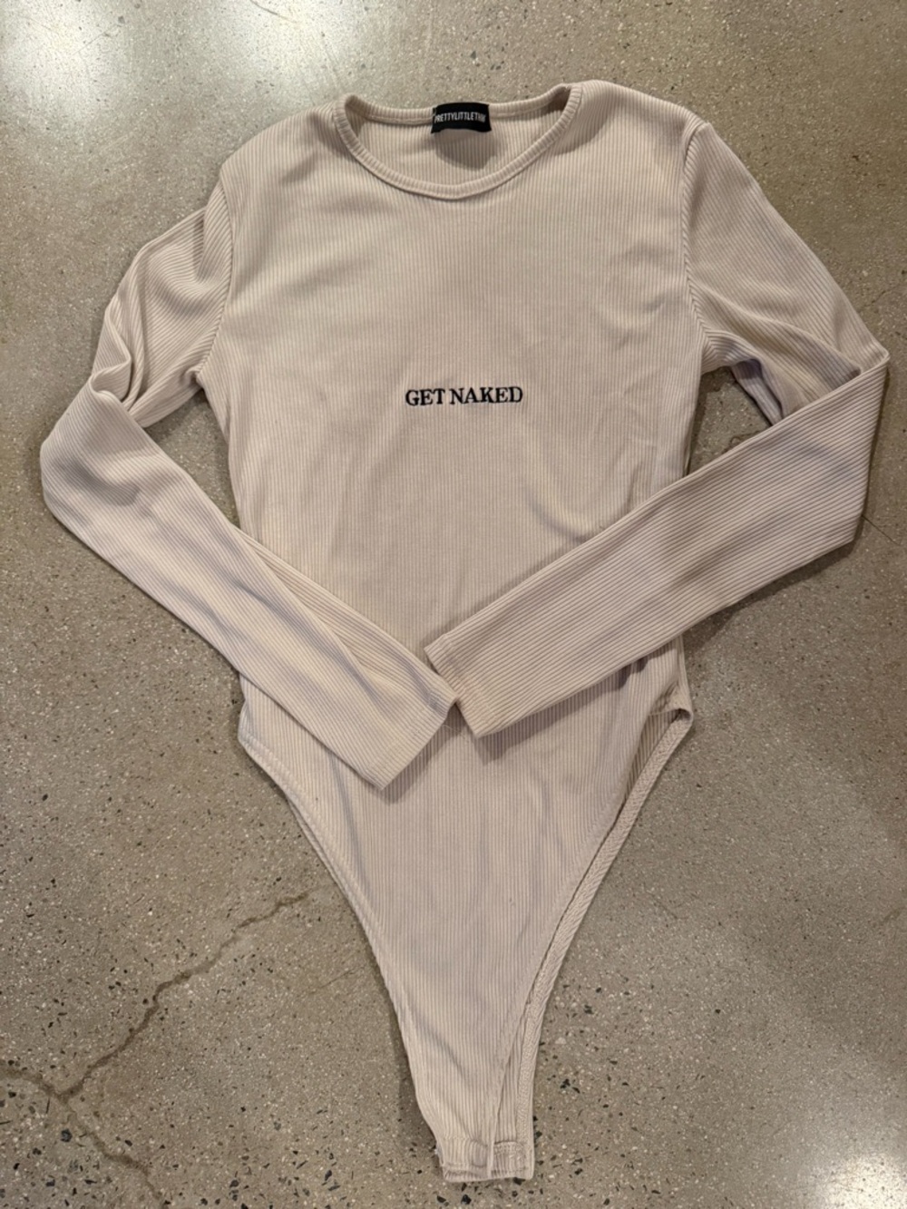 PrettyLittleThing Beige Ribbed Knit Top